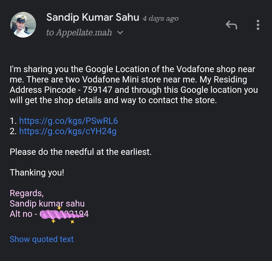 sailor_sahu's tweet photo. @idea_cares @Idea
@CMOMaharashtra
You people sent me this mail &amp; at the very moment I replied them with the nearest store details. Now it's been 4 days &amp; still I haven't received the email.

What &amp; why this is taking you so long? I need solution &amp; u r providing pathetic service. https://t.co/qyQXwFNAm6
