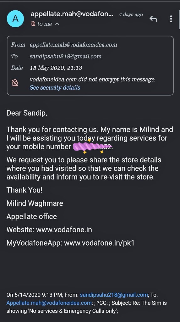 sailor_sahu's tweet photo. @idea_cares @Idea
@CMOMaharashtra
You people sent me this mail &amp; at the very moment I replied them with the nearest store details. Now it's been 4 days &amp; still I haven't received the email.

What &amp; why this is taking you so long? I need solution &amp; u r providing pathetic service. https://t.co/qyQXwFNAm6