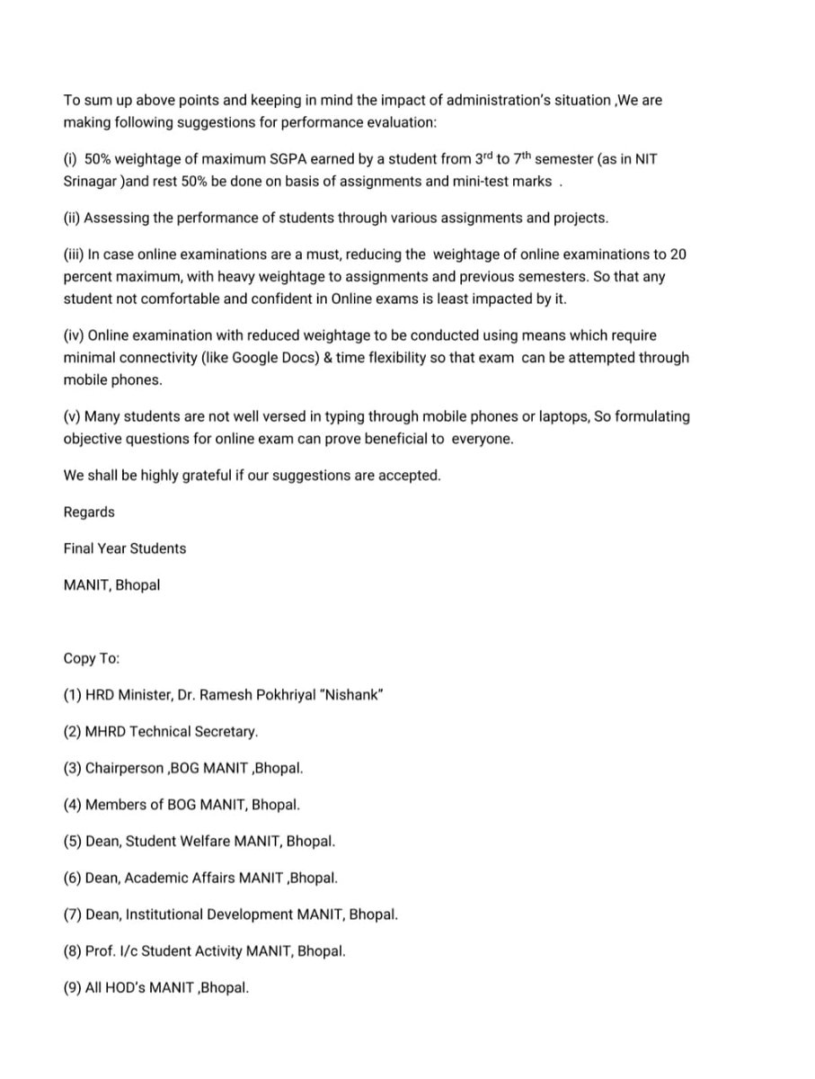 NITBVoice's tweet photo. Earlier decisions which were "IMPOSED" on us are pure example of Autocracy. 
Decision should be Democractic which should consider these demands......
@DrRPNishank @manitbpl @HRDMinistry listen us. 
#PromoteFinalYearStudents
#MHRDListenToUs
#MANITSaysNoExam
#PromoteMANITStudents https://t.co/e5keqHOgjx