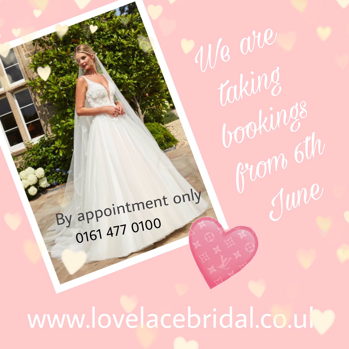 LoveLaceBB's tweet photo. We’re taking appointments from the 6th June 🥰

We’re beyond excited to welcome you back.... please remember we are only offering a 1:1 appointment at the moment 💕

https://t.co/uH1CrnSoCo

#welcomeback #seeyousoon #backtowork #findyourdreamdress #northwestwedding https://t.co/FQyOMGjIVs