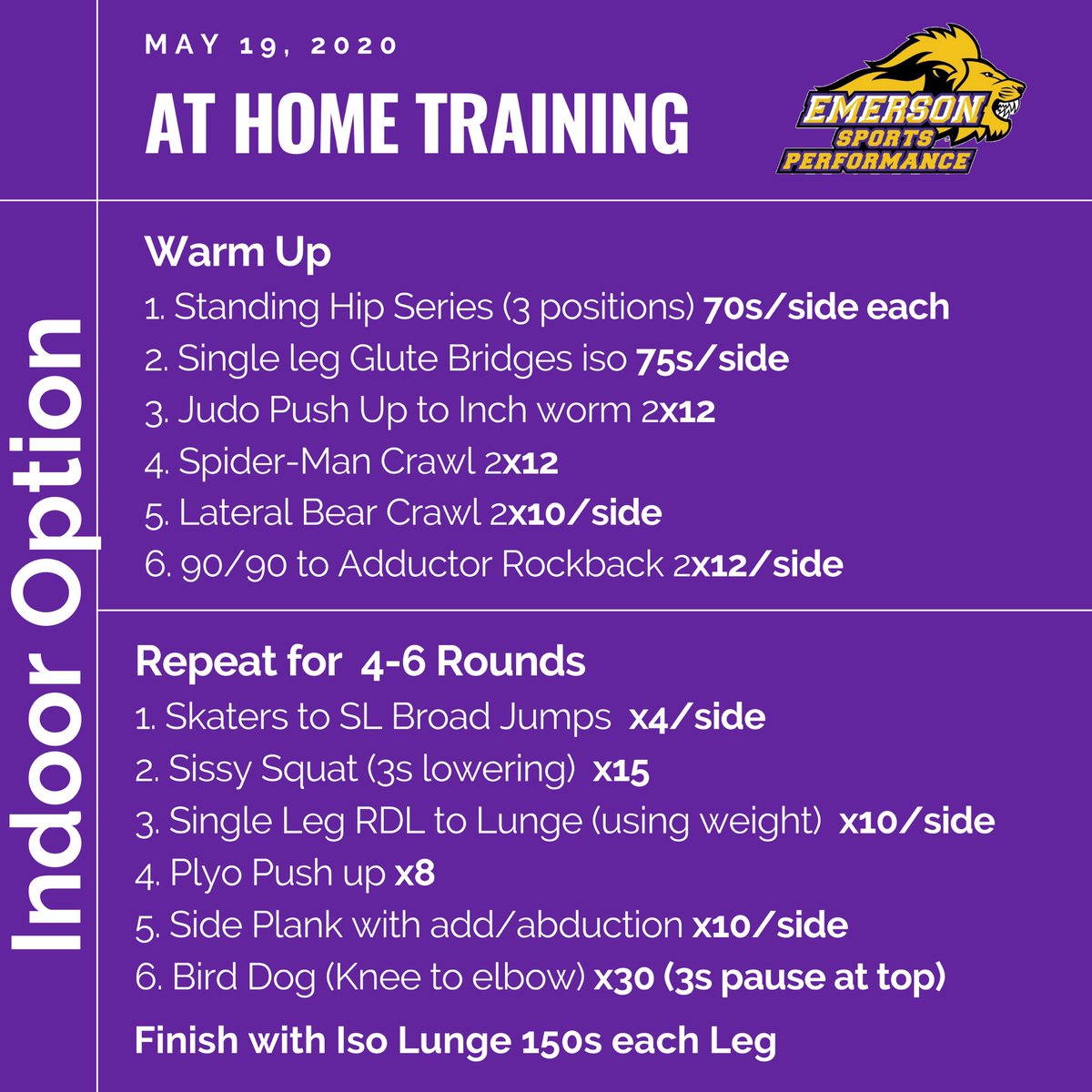ECFitnessCenter's tweet photo. @emersoncollege Community: Workout at home with us! Check out these Tuesday training options. #emersontogether💜 https://t.co/O3t9Cncl2H