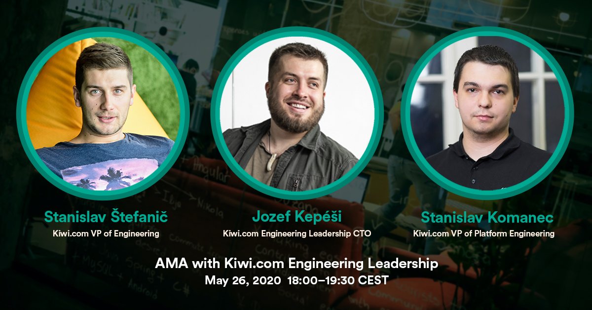 Want to learn more about #Kiwicom? Are you curious about our #techstack or our #engineering culture? Then the Ask Me Anything (#AMA) session with Jozef Képesi, Stanislav Štefanič, and Stanislav Komanec <a href="/netman92/">Stanislav Komanec</a>  is just the event for you! Register 👉 bit.ly/3fWDvbD 🎟️
