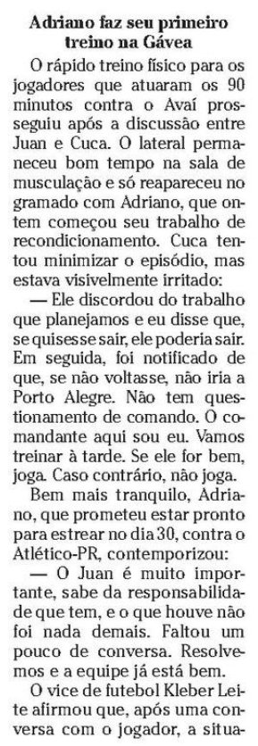flahistoria's tweet photo. 19/05/2009 #flahistoria 
[📰O Globo]- Copa do Brasil

As vésperas da decisão com o Inter, Juan tumultua o Fla
#FlaJuanMarrentinho #FlaCopadoBr2009 #FlaInter https://t.co/rLZ1PSkG48