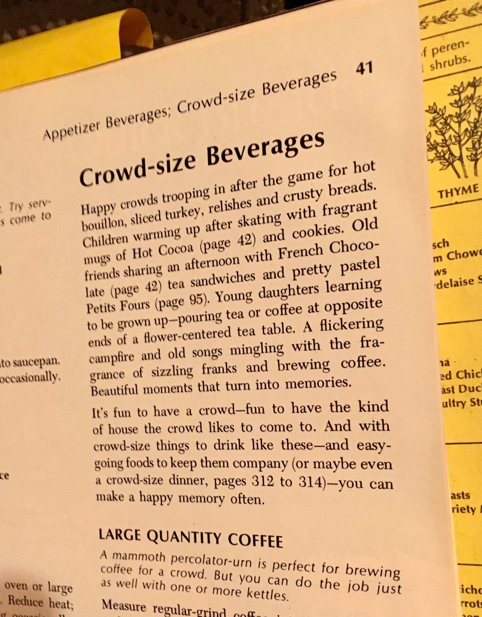 There was a chapter on “appetizer beverages” — including “crowd-size beverages” — because of course.Happy crowds need hot bouillon! /6