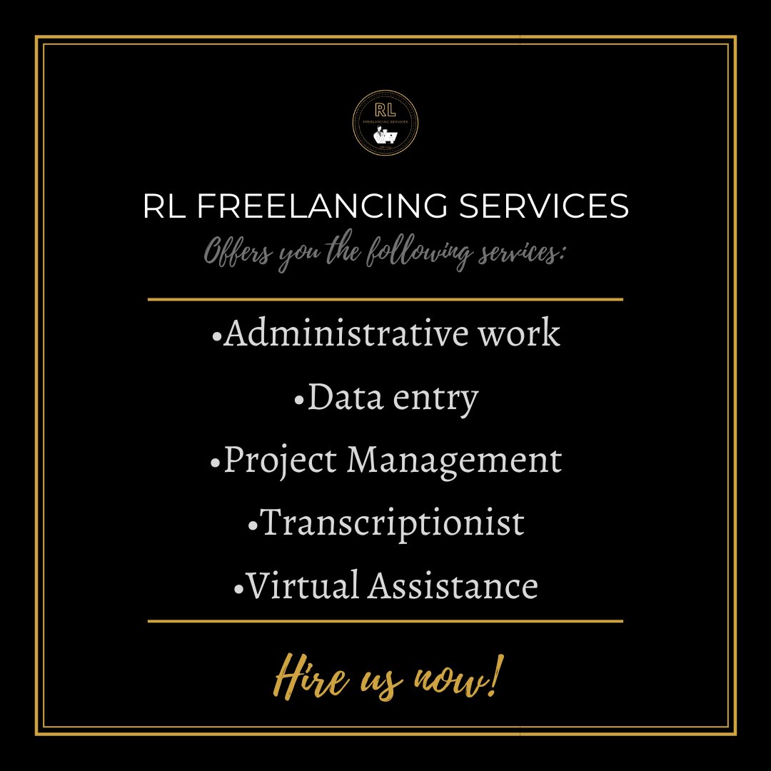 RLFreelancing's tweet photo. 📌Check out our services offered:

#freelancer #freelancingtips #virtualassistant #customerservice #administrativeassistant #adminsupport #adminsupportservices https://t.co/XyPECpYsQz