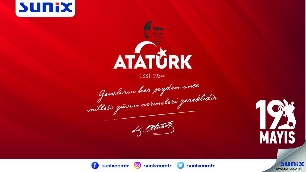 19 Mayıs Gençlik ve Spor Bayramı kutlu olsun.
#19MAYIS #ATATURK