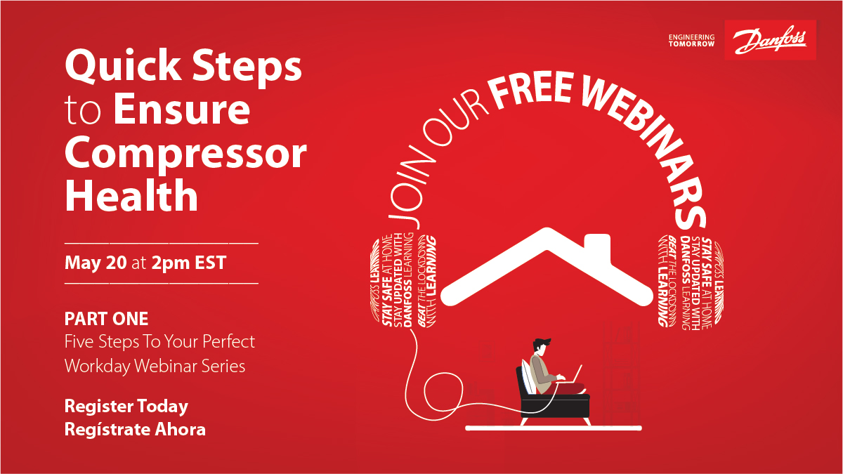 DanfossCoolUS's tweet photo. There's still time to register for *tomorrow's* #webinar! Join us at 2pm EST as @Danfoss_Jamie shares best practices on how to easily identify and troubleshoot key parameters that affect #compressor life expectancy, health, and performance! #HVACRtraining https://t.co/c4NJrTc4HL https://t.co/kegSvUZRXf