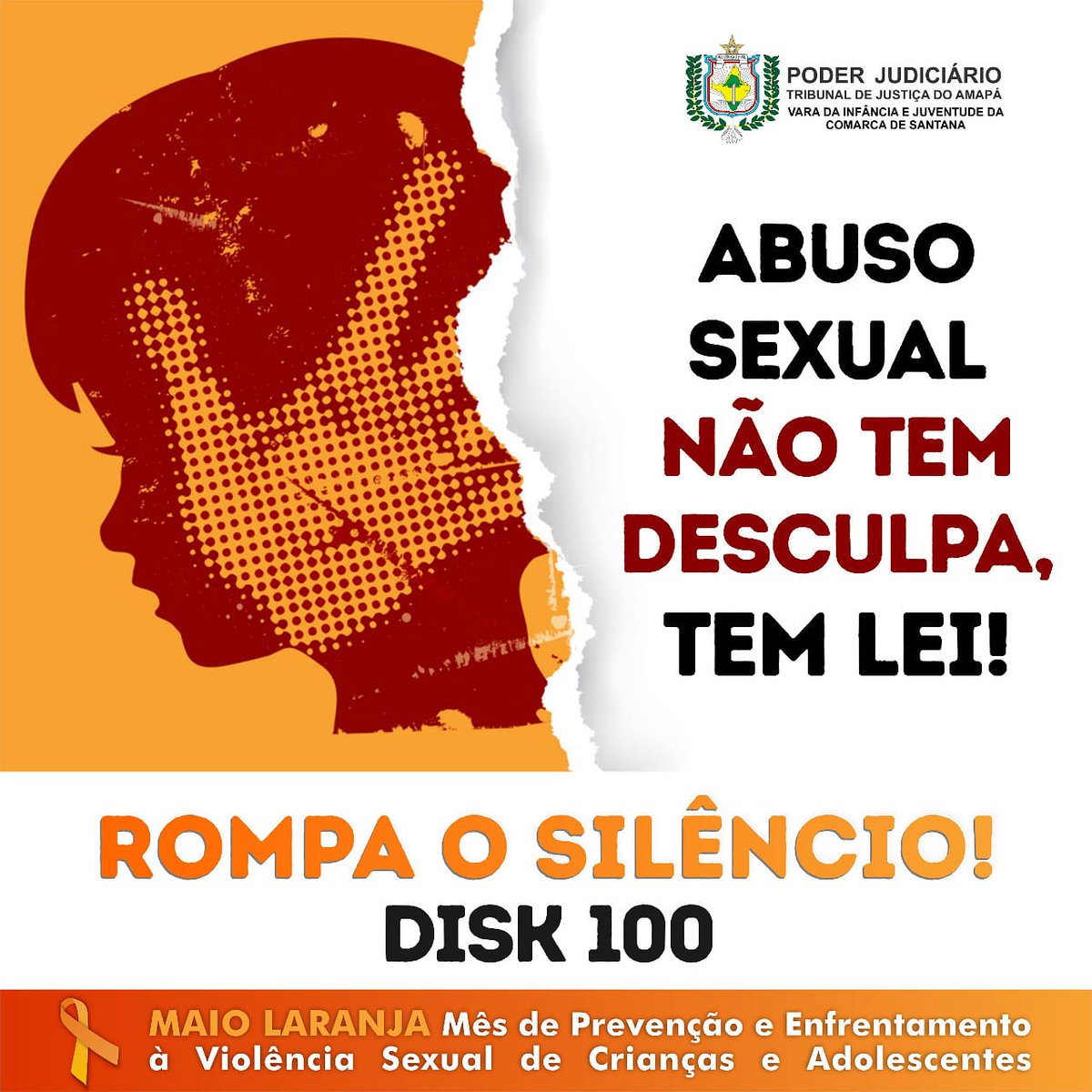 Tjap_Oficial's tweet photo. Abuso sexual não tem desculpa, tem Lei! Rompa o silêncio! DISK 100
#MaioLaranja
#Prevenção
#Enfrentamento
#Proteção
#Disk100 https://t.co/nQ9lijMAmp
