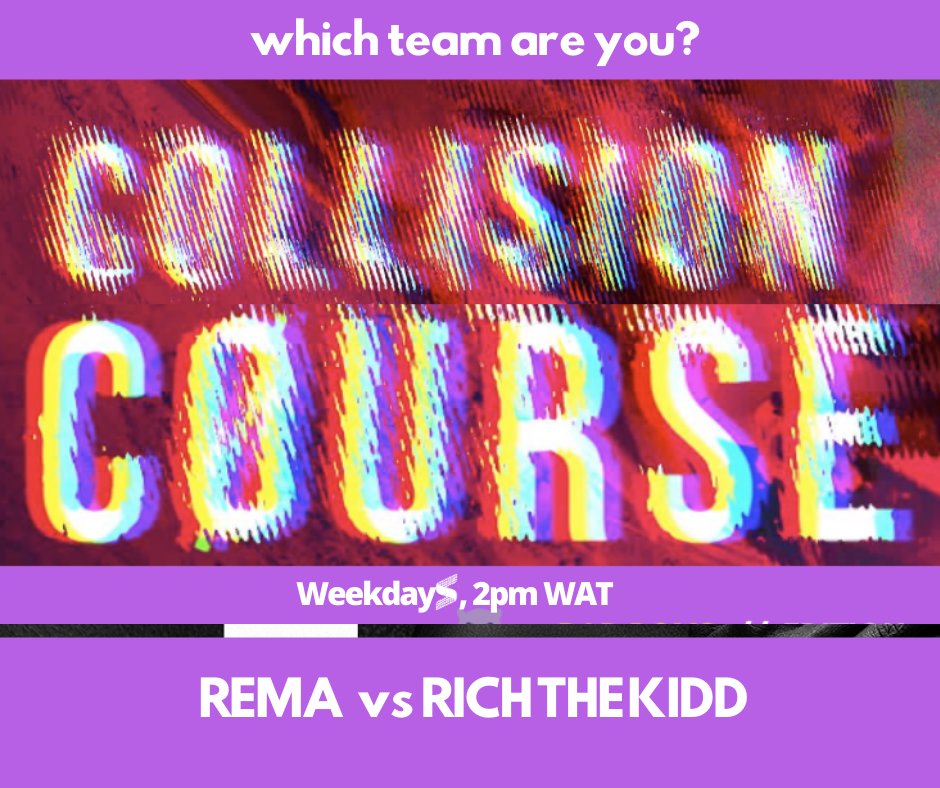 SOUNDCITYtv's tweet photo. REMA vs RICK THE KID!
Second BATTLE of music videos today - only the BIGGEST video from @heisrema and @richthekid.
#TeamRema or #TeamRichtheKid? :-)
Catch #VideoCollisionCourse on weekdays at 2PM (WAT) https://t.co/oQGsaq8Roh