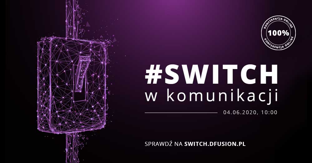 dfusion_comm's tweet photo. Pora na #SWITCH w komunikacji w Twojej firmie! Dołącz do grona uczestników konferencji online, na której liderzy rynku opowiedzą o rozwiązaniach dla PR i marketingu w dobie kryzysu i zmian w biznesie. Już 4 czerwca od godz. 10.00. Zarejestruj się na: https://t.co/O3T6a4FE5t https://t.co/s29uz4Wc4t