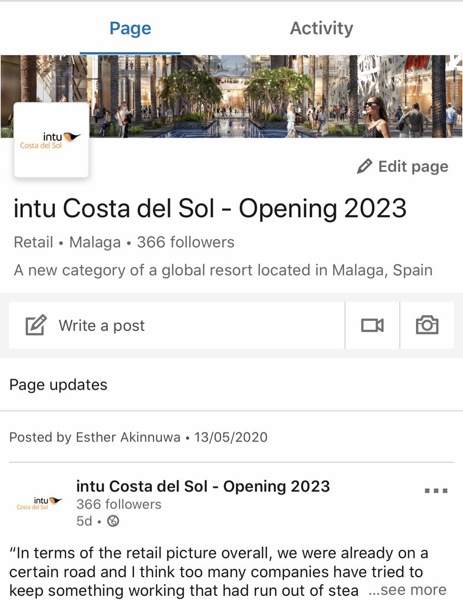 Connect with us on <a href="/LinkedIn/">LinkedIn</a>.  Join our community so you can get the latest information about #intuCostadelSol as soon as it’s available. Feel free to engage with us and stay updated! #Málaga <a href="/spain/">Spain</a> #globalresort #community

linkedin.com/company/intu-c…