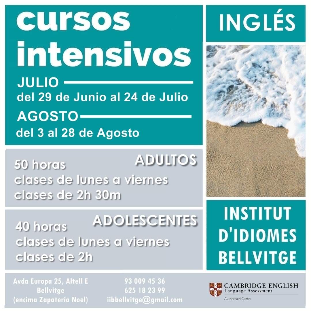 iibbellvitge's tweet photo. - CURSOS INTENSIVOS DE VERANO - INGLÉS y ALEMÁN  (dos modalidades a escoger:  presencial u online!!)

- CASAL INFANTIL en JULIO

#iibbellvitge #bellvitge #institut #idiomes #LHospitalet #estiu2020 #cursosintensivos #casalverano #english #german  #ApoyaALasPequeñasEmpresas https://t.co/RvxZQTU5RC
