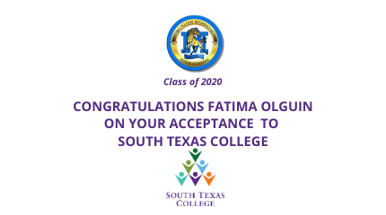 CCastro77609917's tweet photo. Congratulations to Fatima Olguin on her acceptance to South Texas College!!!  
@Pride_Mustangs @ramjrcastillo @BeccaBechtold @ylcaldwell https://t.co/WDuStNQClg