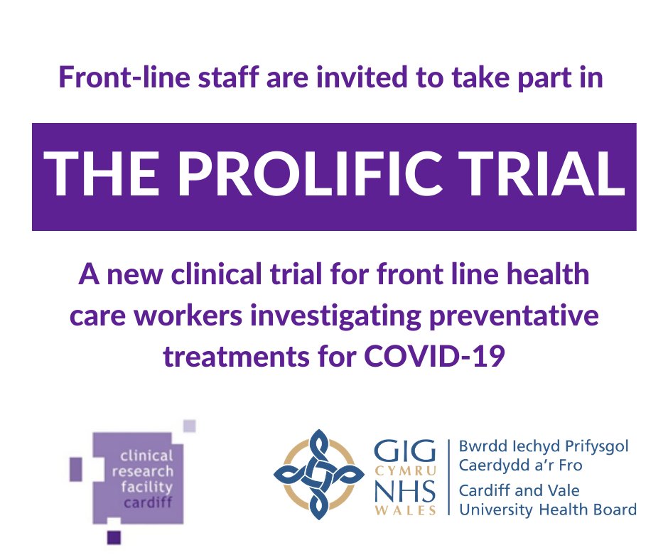 crf_cardiff's tweet photo. With tomorrow being perhaps the most important #InternationalClinicalTrialsDay
ever, we'd like to thank all the wonderful @CVUHB #frontlinestaff who've joined the @crf_cardiff run #COVID19 #PROLIFICtrial. You can still join - details below. #ICTD2020  @CAV_Research #TeamResearch https://t.co/ZtBLDCOii1