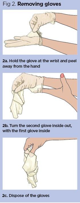 and like masks, there are specific ways health workers are taught to put on and remove gloves. We recommend the glove to glove, skin to skin method so that you are not contaminating your hands with the outer layer of the gloves.