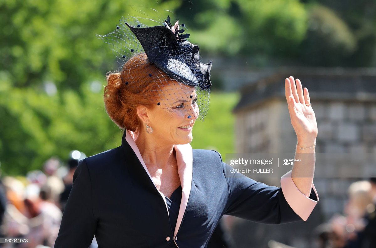 I have to start with Sarah, Duchess of York, because I was so happy to see her at this wedding after she hadn't gone to the Cambridge one! I loved her outfit - so elegant, and in an interview later she talked about the warm reaction from the crowd and how much it meant to her!