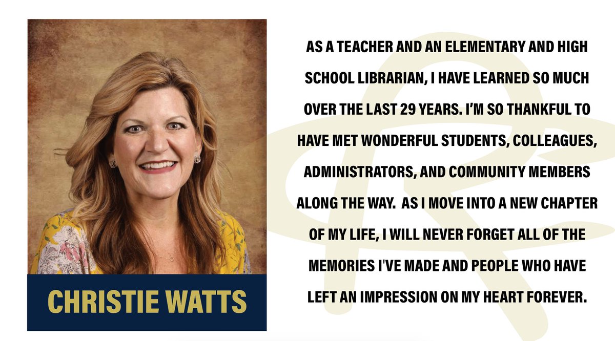 Retiree Recognition! Congratulations to Christie Watts of Royse City High School who has 29 years in education and 21 years in Royse City ISD. Thank you! #RCISDJoy