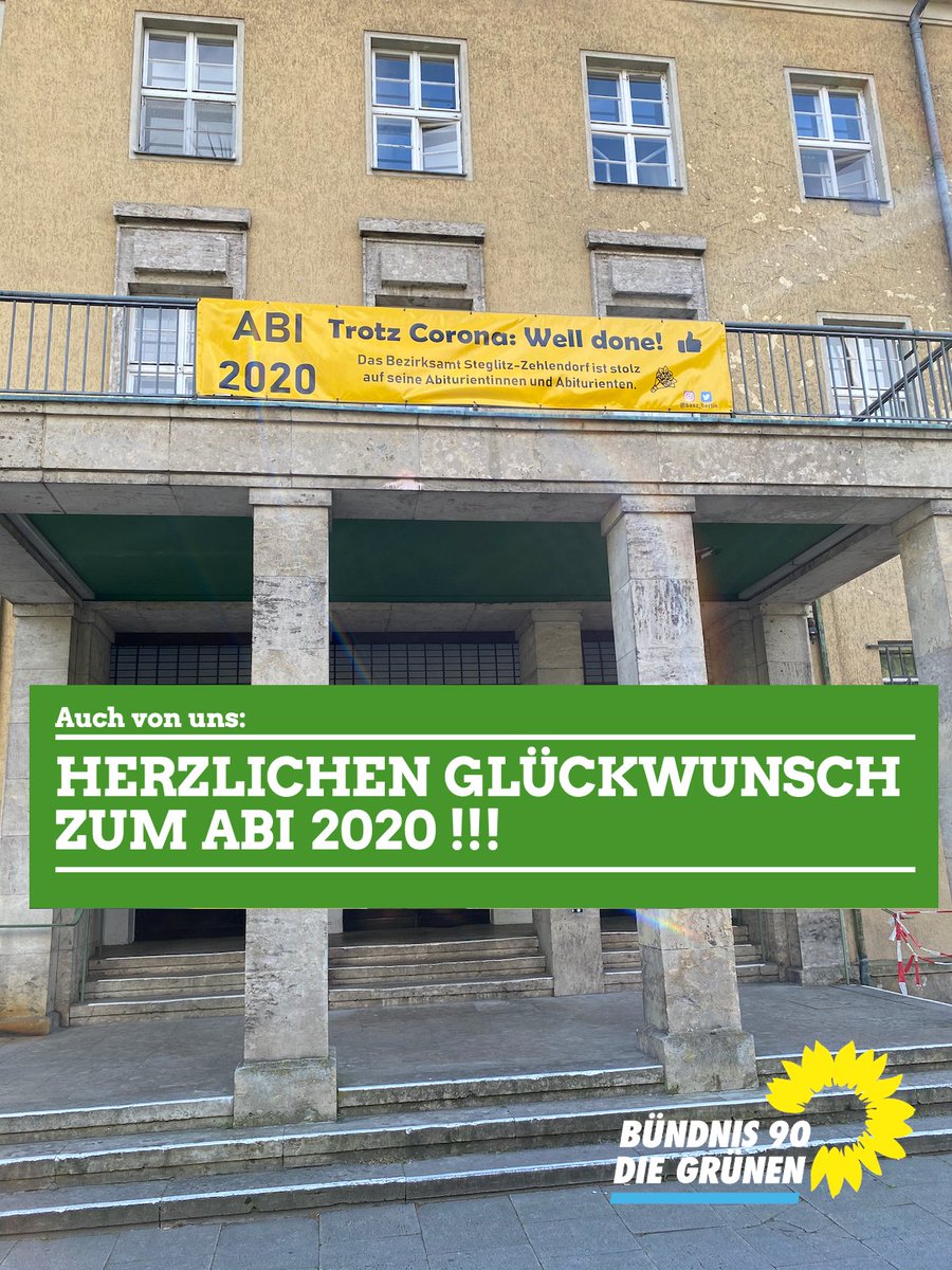 GrueneBVVSZ's tweet image. Auch von uns: Herzlichen Glückwunsch zum #Abi2020 in #Steglitz-#Zehlendorf trotz #Corona und #COVID19 !!!