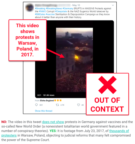 NewsLitProject's tweet photo. This example from The Sift® newsletter guides students (or anyone!) through how to debunk a viral rumor, in this case a video that was taken out of context. https://t.co/1qb2fzyECM
#misinformation 
#DigitalForensics https://t.co/pvFGHJvCGi