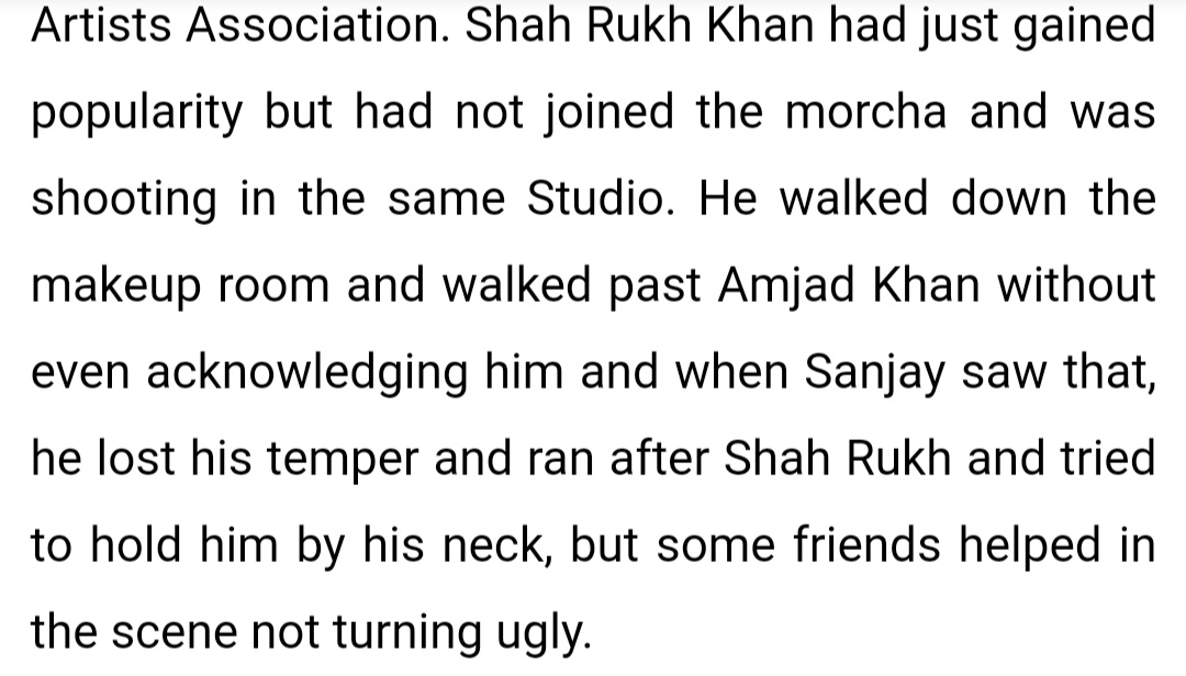 How Srk disrespected the industry and an old and ill Amjad khan..Also how he escaped thrashing by Sanjay dutt..we shouldn't support violence