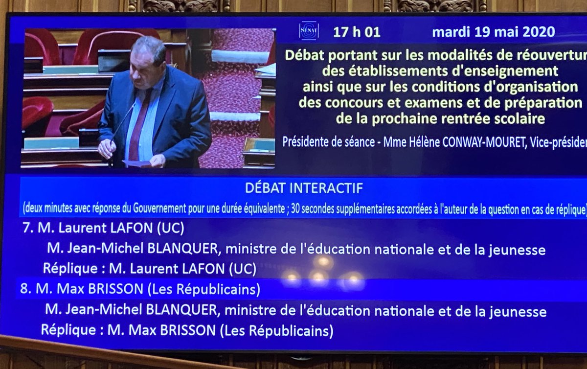 max_brisson's tweet photo. 2 heures d’échanges avec  @jmblanquer. Je lui rappelle l’engagement du #Sénat et de sa #ComCultEduc à être force de propositions pour une rentrée de septembre réussie.Nous la devons aux élèves dont la scolarité a été écourtée afin d’éviter le sacrifice de certaines classes d’âge. https://t.co/Ar2pwAvODS