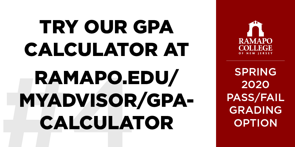 Fourth, take a look at what your anticipated GPA would be based on your projected letter grades for this semester:  http://ramapo.edu/myadvisor/gpa-calculator/  #RCNJ