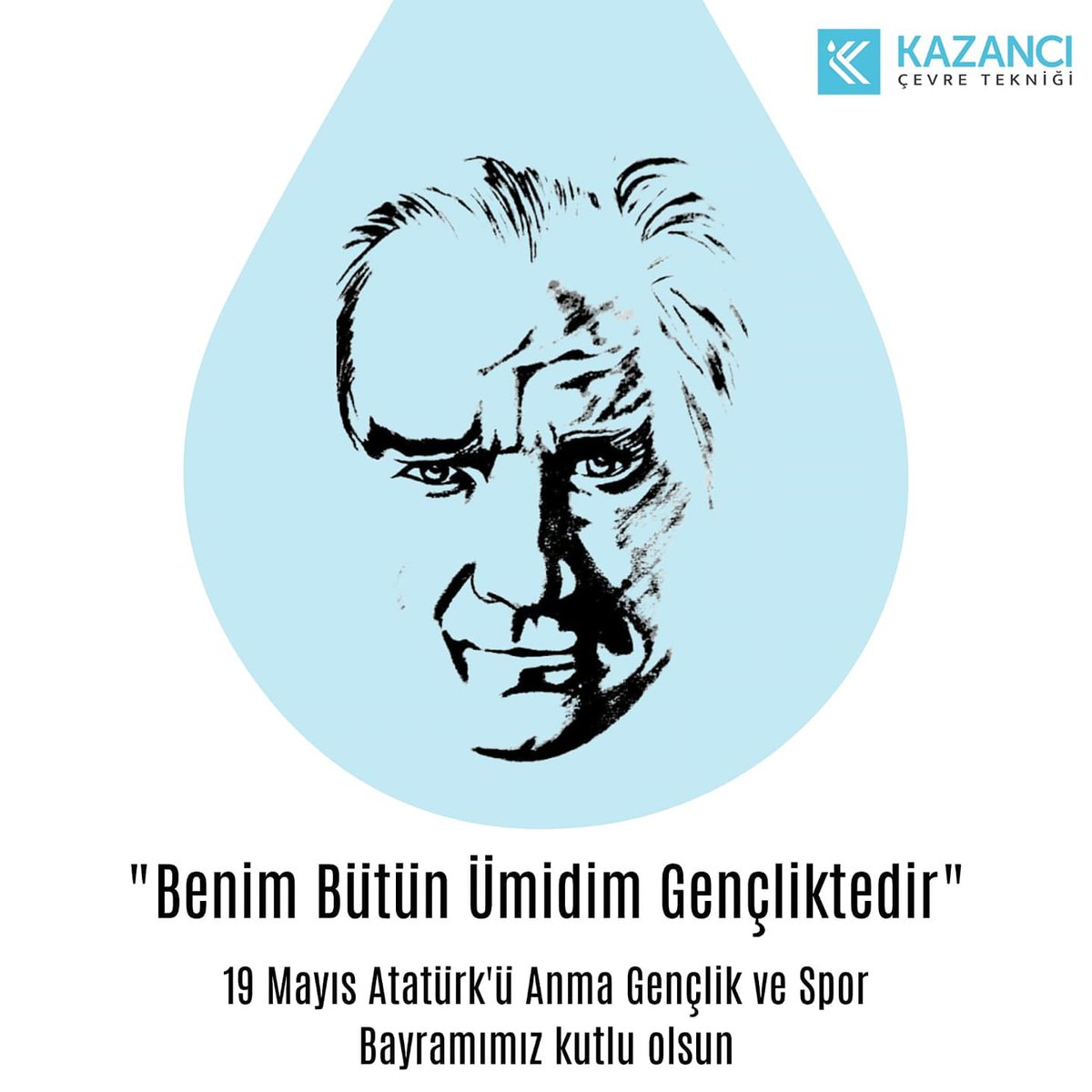 19 Mayıs 1919’da büyük hedeflerle Samsun’a çıkan Kahramanımıza ve onun bizlere bıraktığı vatan sevgisine sahip çıkarak Vatanımızın bir karış toprağı gibi her bir damla suyunun kıymetini biliyor ve gençliğimizle onu koruyoruz.

Kazancı Çevre Tekniği #19Mayıs1919  #Atatürk