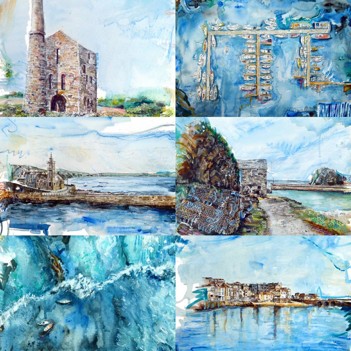 My recent series of Cornwall Pen &amp; Wash paintings are now available to buy as giclee prints from my etsy store (etsy.me/3g4AF4g). All sale will go towards the #artistsupportpledge .
.
#art #painting #watercolour #landscape #penandwash #landscapepainting #cornwallart