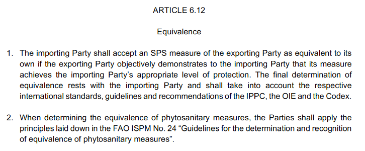 First of note - text on areas like rules of origin, technical regulations, SPS does not appear to follow any previous model I can see. Very optimistic on equivalence and rules of origin, I think BSI leaving European standards