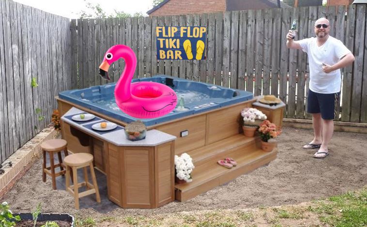 halfpintGlass's tweet photo. With a landslide victory for #thebigdig poll, @karow76 has admitted defeat so I installed the hot tub for us to enjoy!! #thankskarl https://t.co/dwlN18lKwC