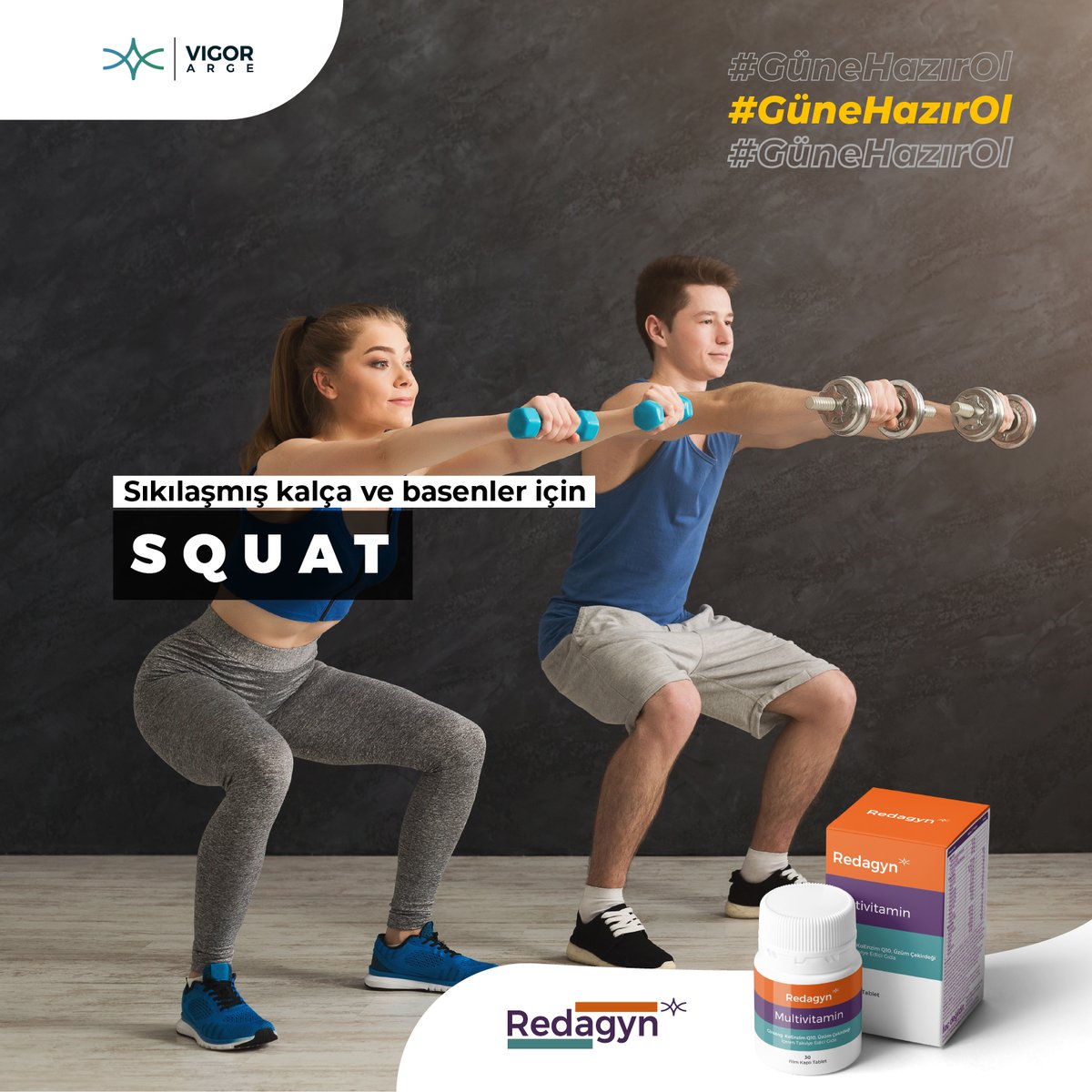 VigorArge's tweet photo. Squat, vücudun en yoğun kas grubu olan üst bacak, kalça ve karın kaslarını koordine eden, yağ yakımında oldukça etkili bir harekettir. Squat hareketinde ayaklar omuz hizasında açılır, baş dik , bakışlar ileride göğüs yukarı doğru olmalıdır. #GüneHazırOl https://t.co/icaeX8HFOw