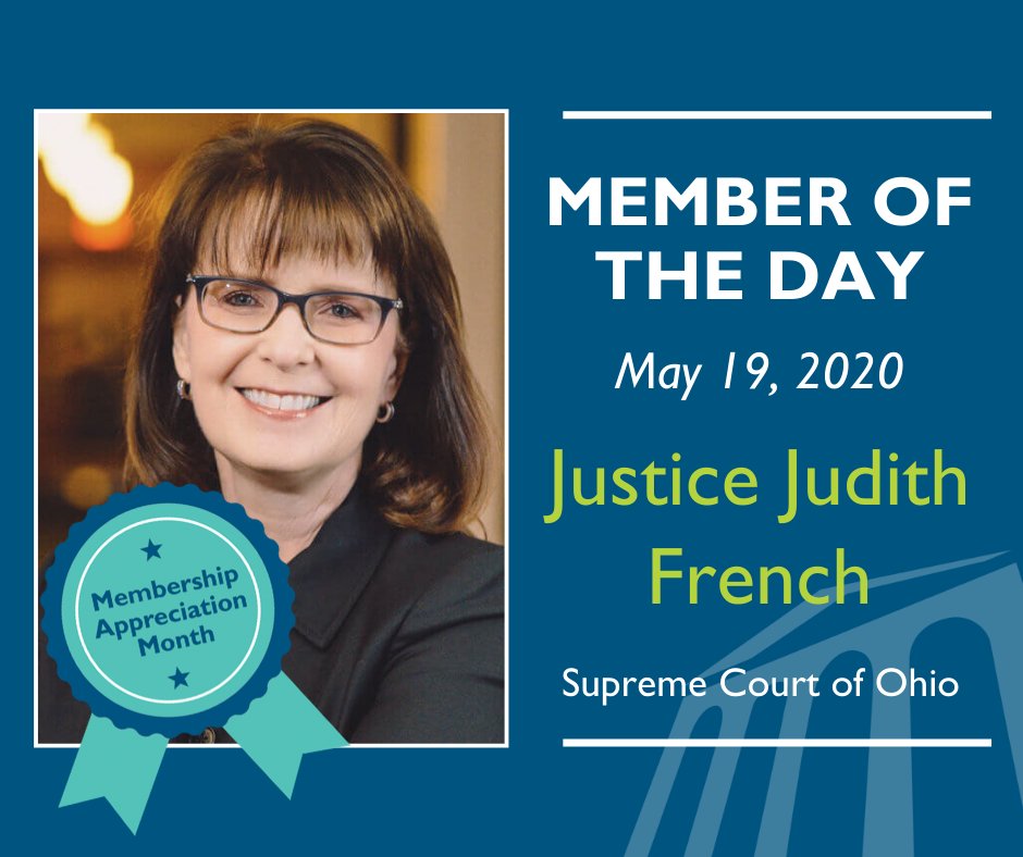 CleMetroBar's tweet photo. In the past three years, Justice Judith French has become a regular on the CMBA speaking circuit. From her willingness to speak each year to newer lawyers during Bootcamp and more experienced lawyers in our Leadership Academy, "Just Judi" is as down to earth as can be. #MyCMBA https://t.co/pjnJOsbrEL