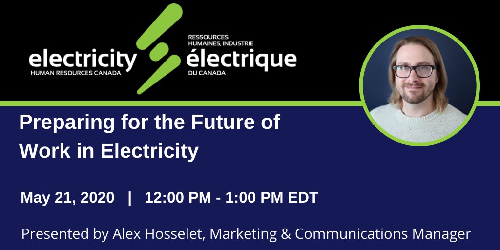 Join us on May 21st as we host a webinar presented by <a href="/electricityHR/">Electricity Human Resources Canada</a>. Outcomes of their recent research, Work Transformed, will be discussed, exploring the impact of technology on work in the sector as well as expectations of the industry.
Register here: ow.ly/LNd550zE4WO