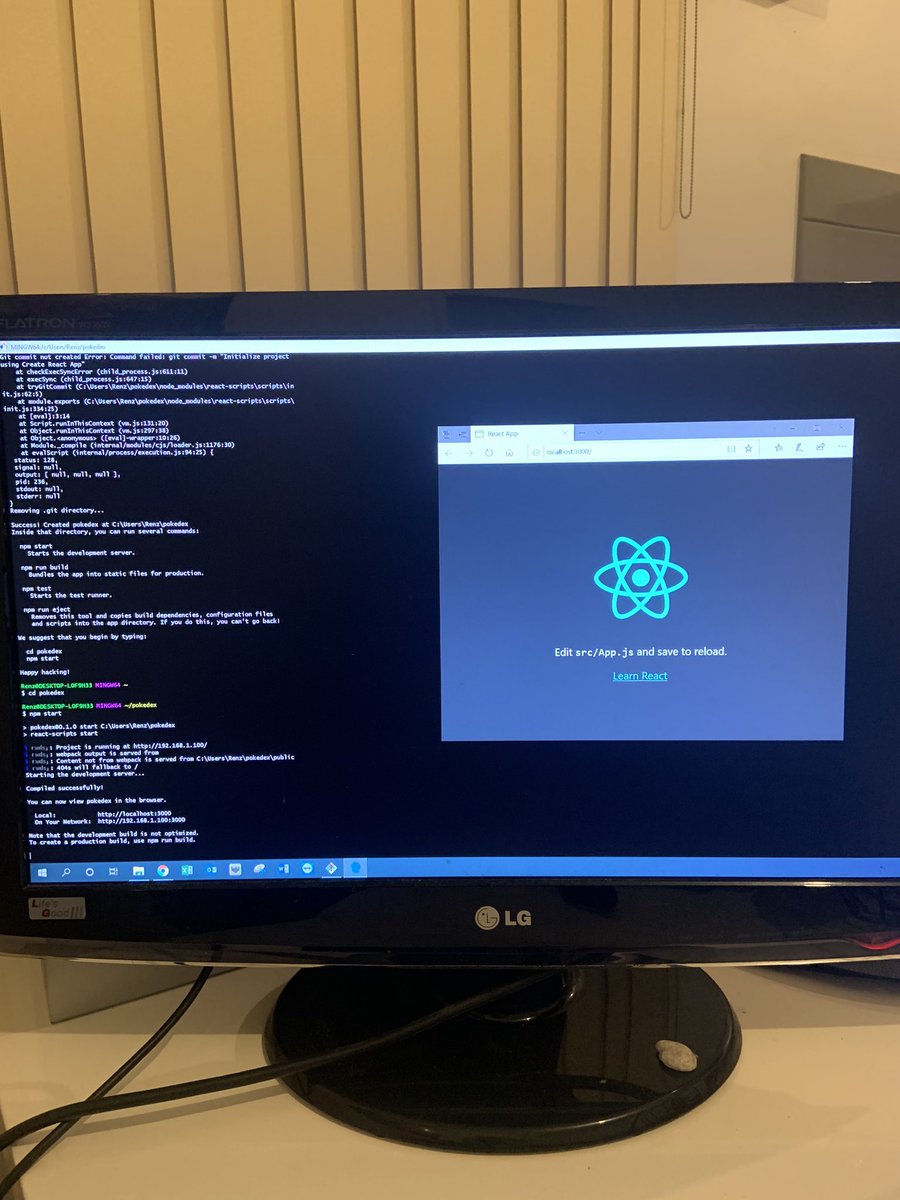 Renz_R1's tweet image. So far so good - utilising #gitbash to run the commends right access #react