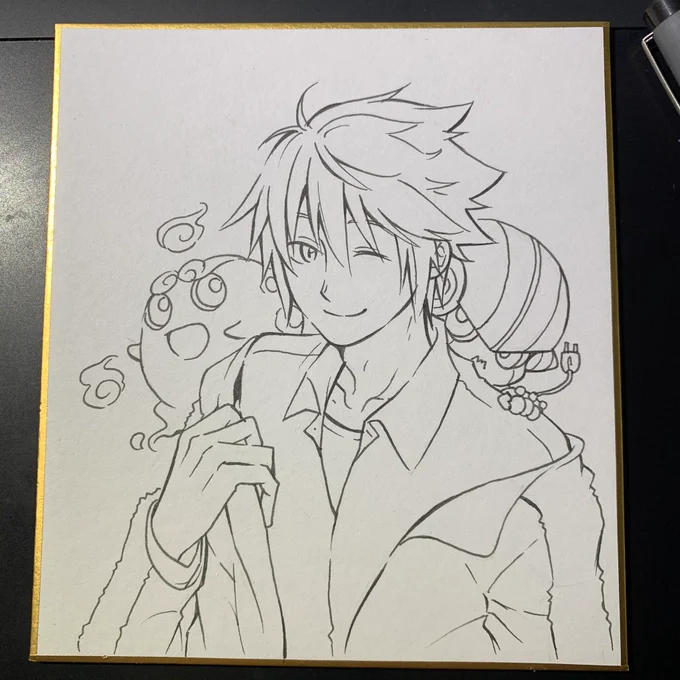 ペン入れまでしてダウン。今日はここまで。でもこれ描きあげたらどうしたらいいんだろう。イベントだったらプレゼントとかにしたかったんだけど… 
