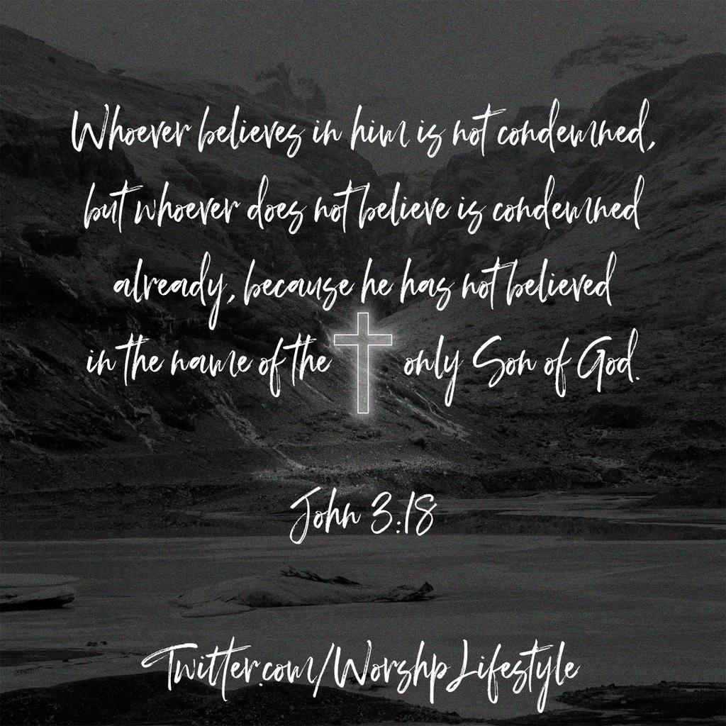 WorshpLifestyle's tweet photo. Whoever believes in him is not condemned, but whoever does not believe is condemned already, because he has not believed in the name of the only Son of God.
John 3:18 ESV
https://t.co/ebV4QwIGjM #salvation #solofide #onlyfaith #Christianity #InChristAlone https://t.co/duRDRoPGPl