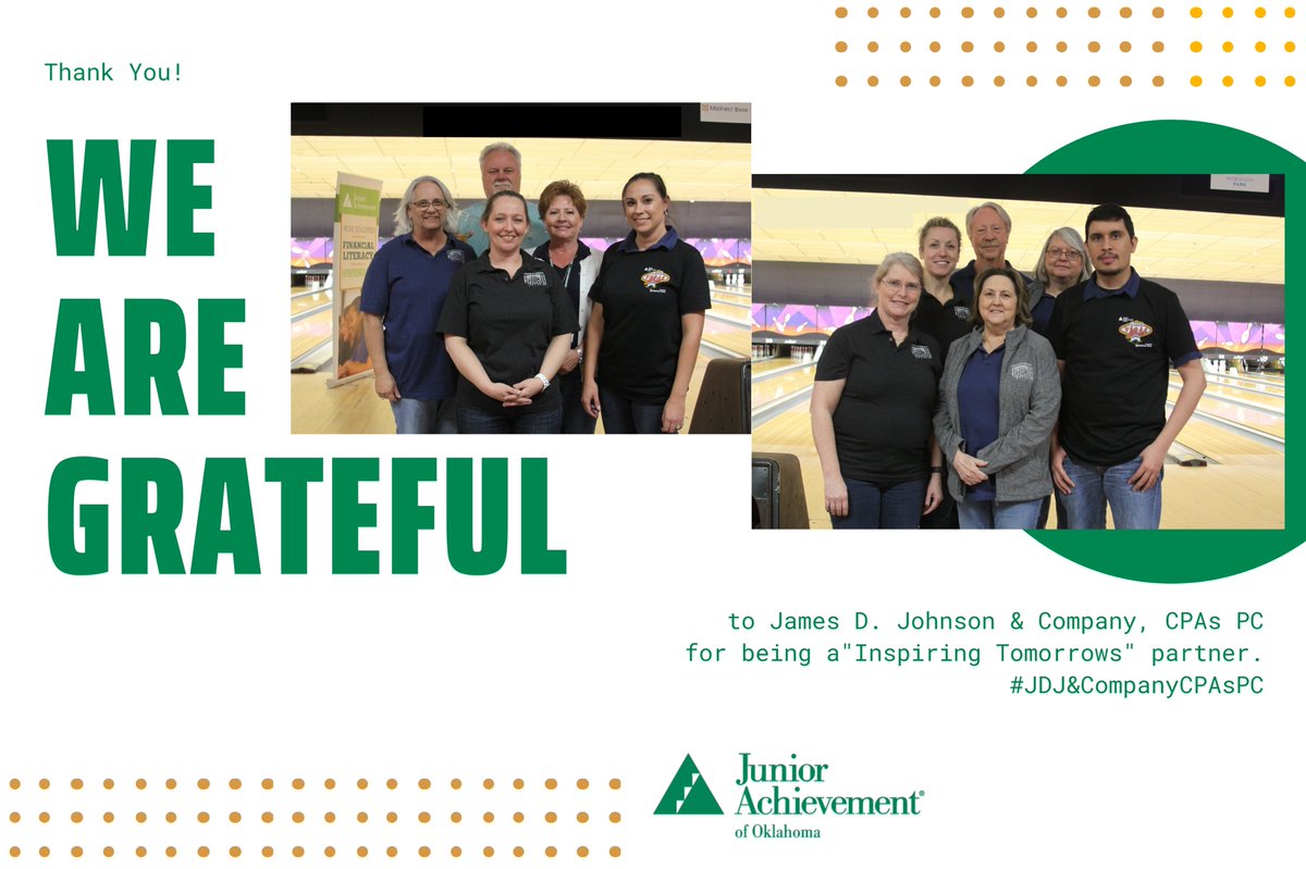 Thank you James Dee Johnson &amp; Co, CPA's PC for your support of Junior Achievement programs and events.