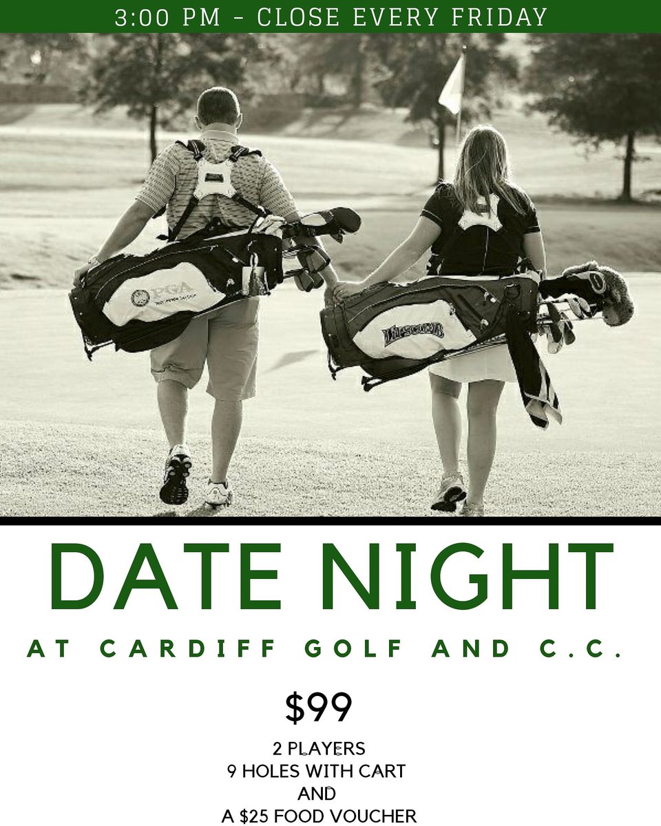 If you're looking for a new and fun date night check us out every Friday after 3! Call 780-939-6666 or book online to get your tee time.