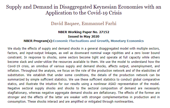 nberpubs's tweet photo. Supply and demand in disaggregated Keynesian economies with an application to the COVID-19 crisis, from David Baqaee and Emmanuel Farhi https://t.co/MpKg81dR0d https://t.co/PuwzVzDWEI