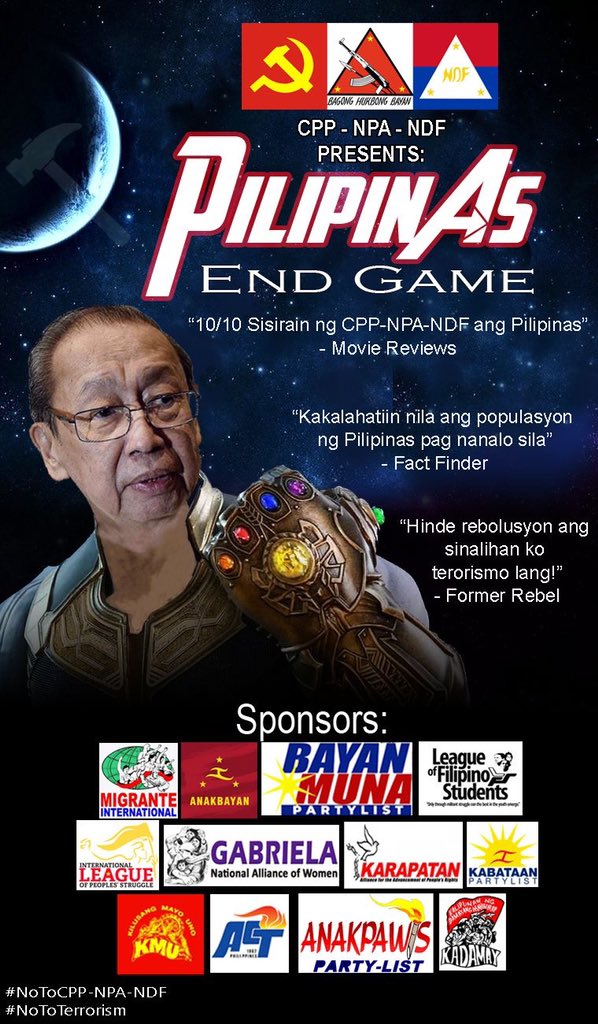 PhAgainstCPP's tweet photo. #FakeRevolutionPureDeception
#EndCPPNDFNPA #EndTerrorism
#EndCommunistTerrorist
#NoToJomaSison
#NoToBAYANMUNAPARTYLIST
#NoToGABRIELAPARTLIST
#NoToMIGRANTE
#NoToANAKBAYAN
#NoToKABATAANPARTYLIST
#NoToLFS
#NoToKMU
#NoToChildWarrior #HandsOffOurChildren
#StudentsNotSoldiers https://t.co/hzInmEM3H2