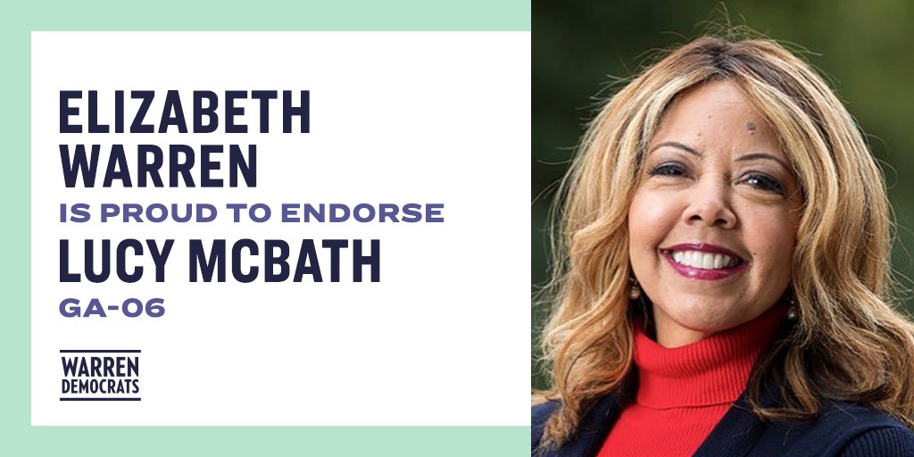 . @LucyMcBath fights from the heart for the people of Georgia. As a mother and advocate, she's fought to keep our communities safe from gun violence, protect our health care, and keep our promises to veterans. I’m proud to endorse her in her run for re-election to Congress.