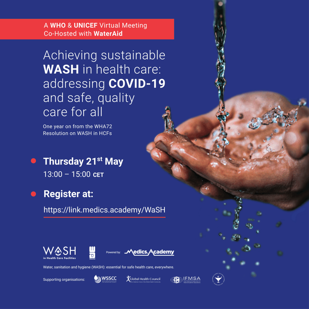 IFMSA's tweet image. #WHA73 #SideEvent: Achieving sustainable WASH in health care: addressing #COVID19 and safe, quality care for all. With the participation of our Liaison Officer to WHO @cickatja  

Link: buff.ly/3dKLEOg

@WinHCFaction @wateraid @WSSCCouncil @GlobalHealthOrg @MedicsAcademy
