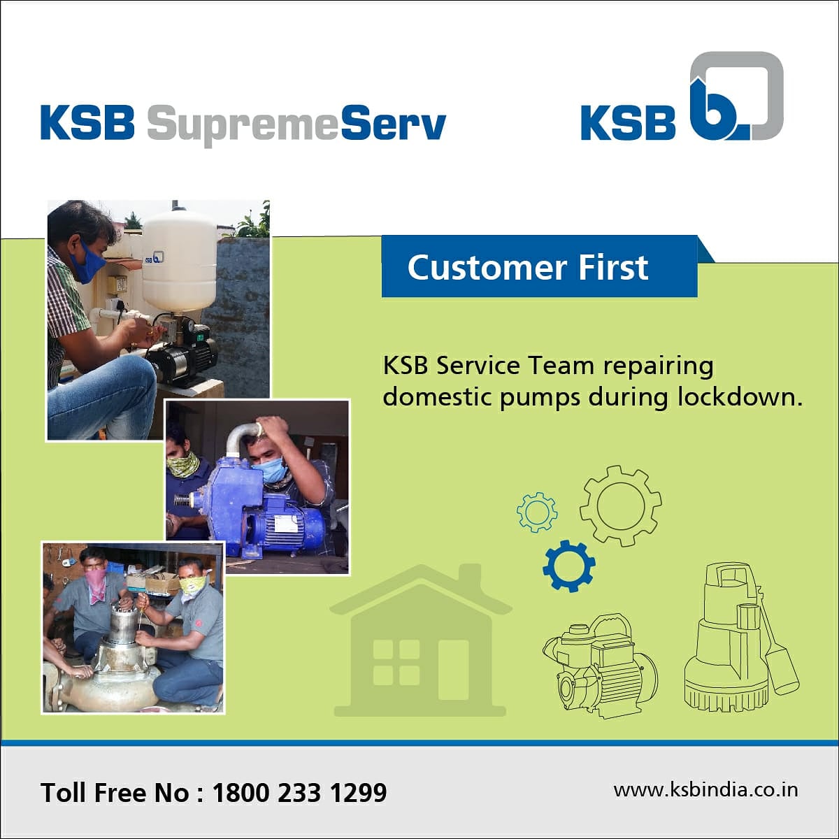 ksb_india's tweet photo. KSB Service Team repairing domestic pumps during lockdown.
#ksbservice #customerservice #customerservicematters #customerserviceiseverything #customerserviceexcellence #customerservicegoals #pump #ksb_india https://t.co/iYjK16LnYD