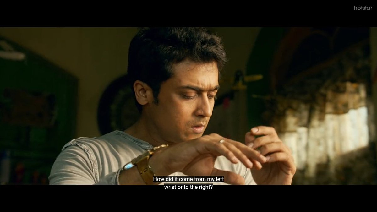 Vikram Kumar not only breaks the cliche but also breaks the way the most rational obvious. Here, we think the hero will crack the puzzle, but what we get is the hero being trapped in the vicious circle of Athreya, the antagonist. Suriya is just rocking. Like as-usual