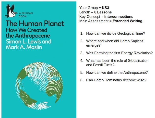 Currently developing a KS3 series of lessons based around  @SimonLLewis  @ProfMarkMaslin THE HUMAN PLANET - what do you think of these lessons titles? Anything that MUST be included?