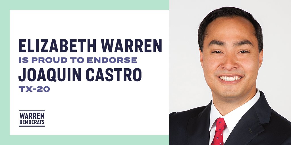 . @Castro4Congress knows that to make change we need to build opportunity, not barriers. He is determined to build an America that works for everyone—not just the wealthy and well-connected. I'm proud to stand with Joaquin in this fight, and those to come.