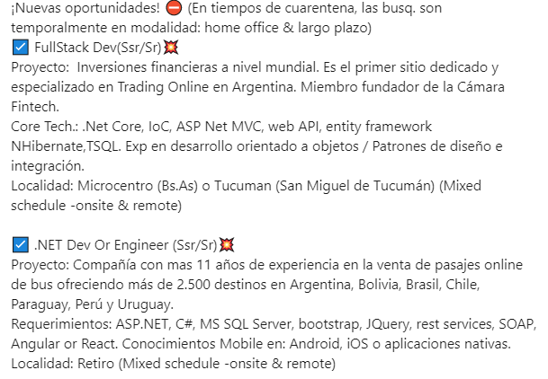 VGTalentLead's tweet photo. Nuevas oportunidades! 🤩
@NetBaires @NETConfAR #aspnetcore #aspnet #SQLServer #angularjs #Angular #React #mobile #developers #FullStack  #BuenosAires 

Interesados: Contactarse por MP o por mail (vgiuffre2@gmail.com) https://t.co/eEpxRgv5U9