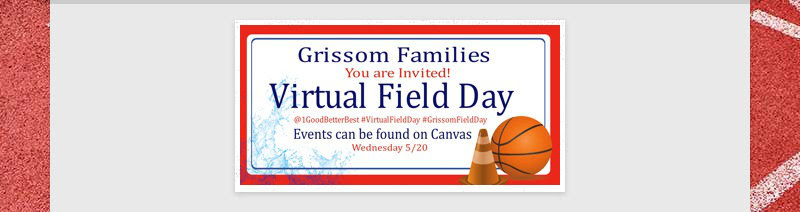 1GoodBetterBest's tweet photo. Tomorrow, May 20th, students are invited to participate in a virtual field day. Students will be able to participate in virtual obstacle courses, create their own trick shot, chalk drawing, face painting and more. Students can find this in their class Canvas. https://t.co/M6cmaMFjge
