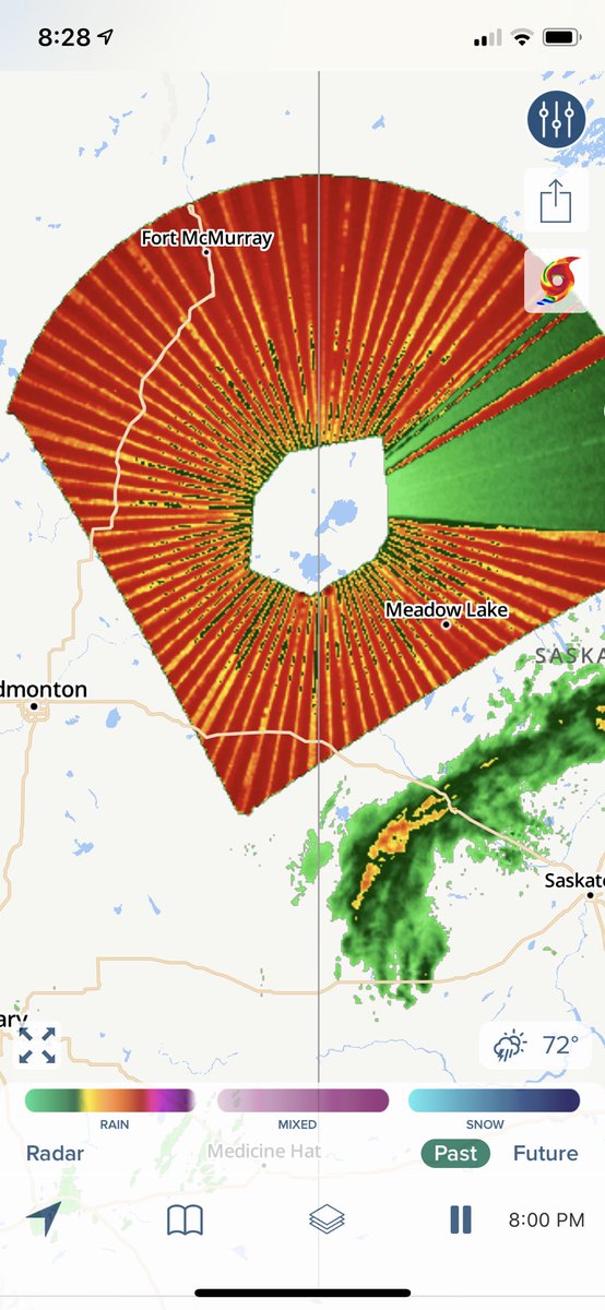 dustless's tweet image. What is this strange radar pulse over Canada? #QuantumRadar? It was seen yesterday at 8:28 pm
