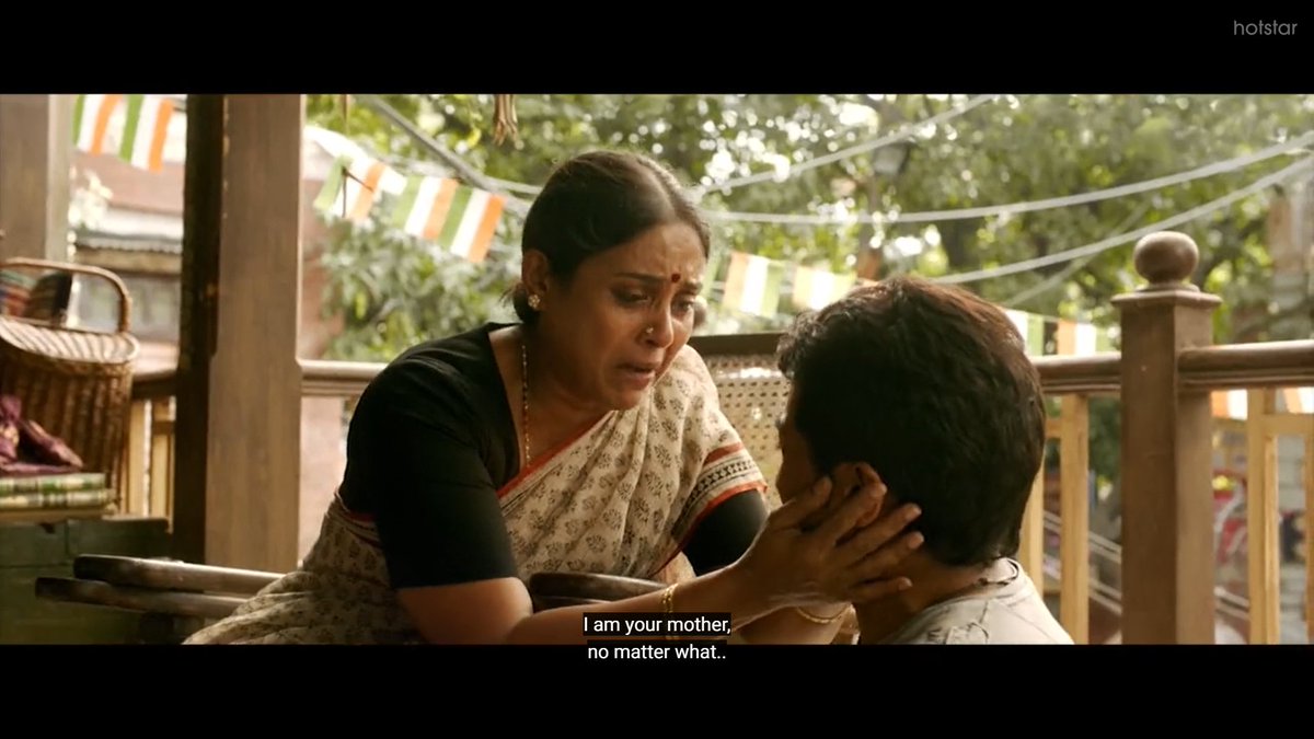 This scene elevates the character protagonist. Brilliantly performed by Saranya, and Suriya's reactions are stupendous. It makes us emotional where Mani thinks that it's his responsibility to take his foster mother to the family which abandoned her. Delicate and Neat.
